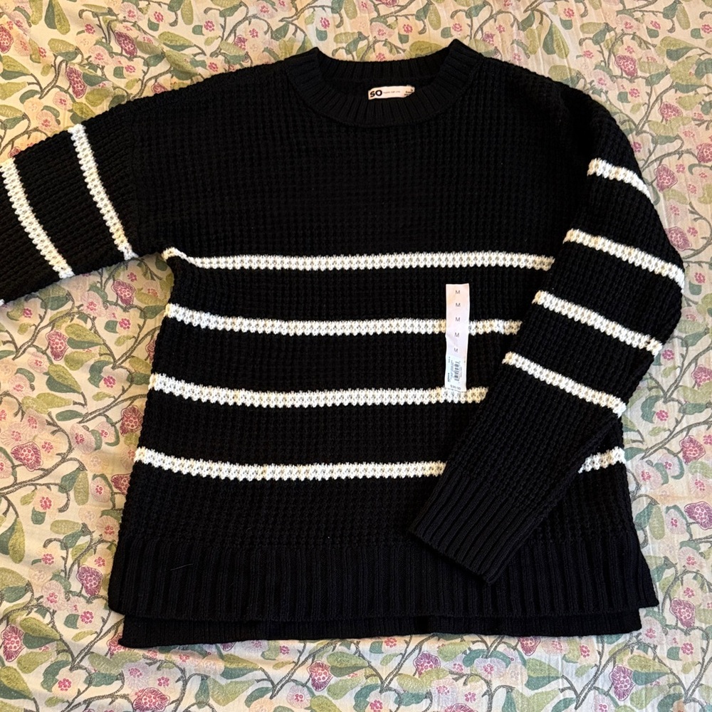 SO Black and White Striped Sweater